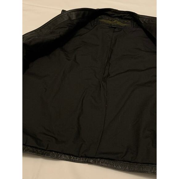 Vintage Structure genuine leather biker motorcycle vest black sz L - Picture 8 of 8
